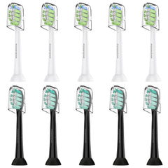 Posweenr Sonicare replacement heads—10-pack in black and white