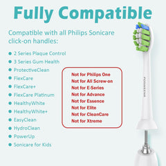 Sonicare replacement brush heads compatible with Philips click-on handles