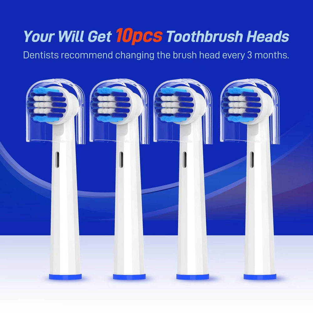 Travel-friendly 10-pack packaging of white replacement heads