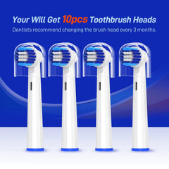 Travel-friendly 10-pack packaging of white replacement heads