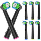 Replacement Oral-B brush heads, black 8-pack, compatible with Pro100/1000/1500/4000/5000/7000/8000/9600
