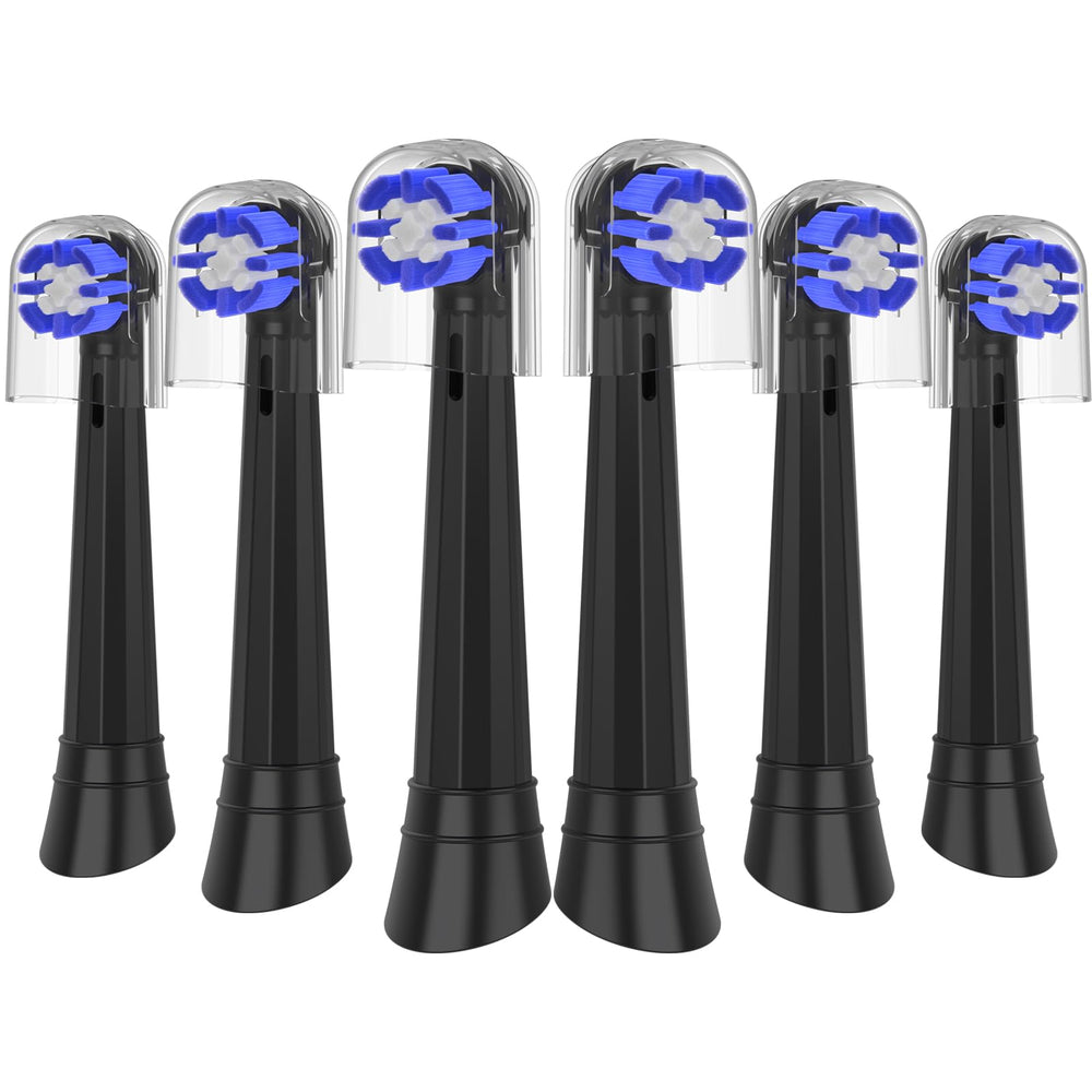 Replacement toothbrush heads for Oral-B IO series with black color in a 6-pack