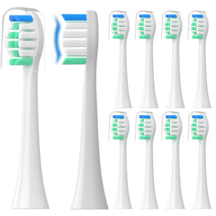 10 pack soft replacement toothbrush heads compatible with Philips Sonicare snap-on system