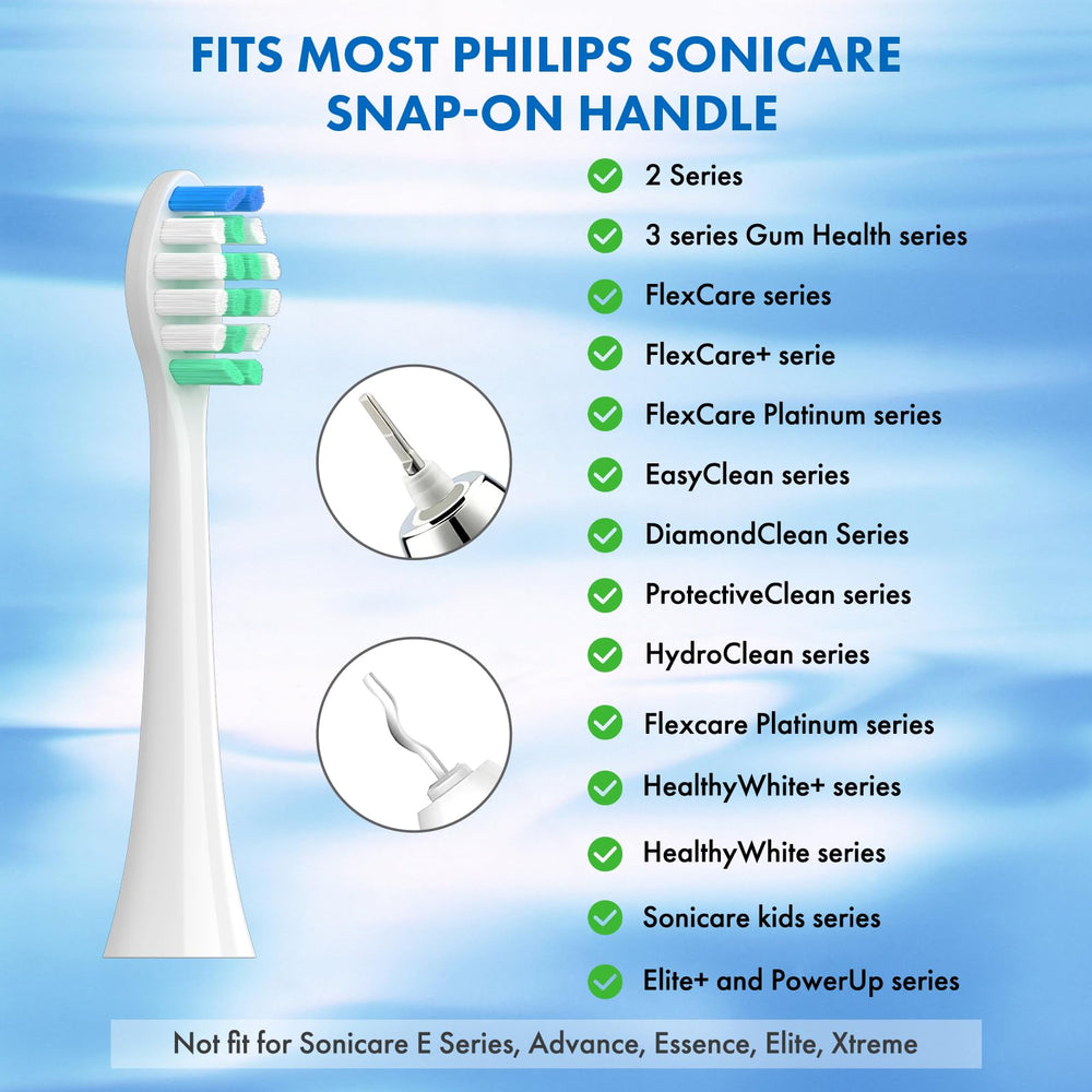 Contoured top bristles and slim neck for hard to clean areas