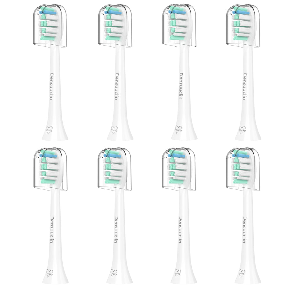 Eight-pack replacement toothbrush heads compatible with Philips Sonicare
