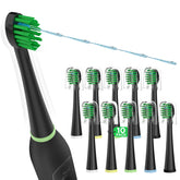 Replacement toothbrush heads for Waterpik Sonic Fusion SF-01 to SF-04 in black with crystal covers (10-pack)