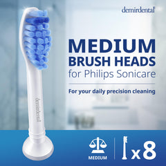 Eight-pack white Philips Sonicare replacement heads – angled product shot