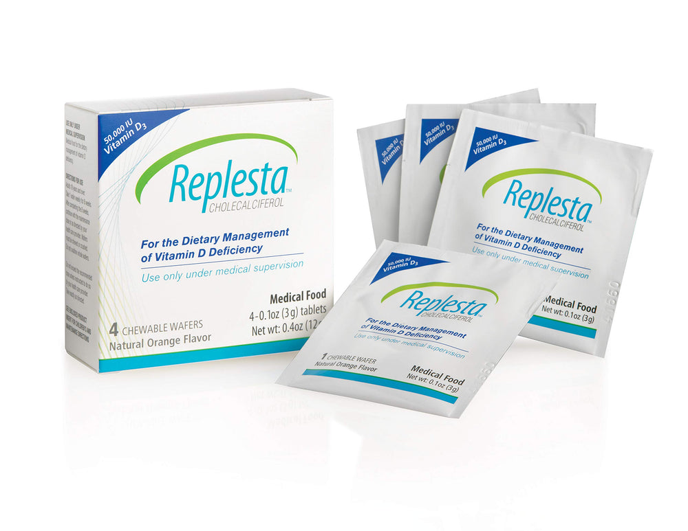Replesta 50,000 IU Vitamin D3 chewable wafer – front view