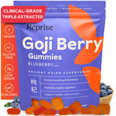 Reprise Goji Berry Gummies bottle with 45 blueberry-flavored gummies