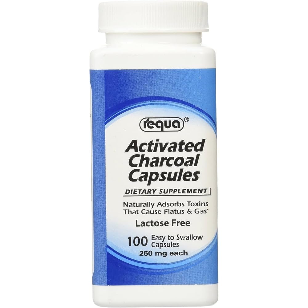 Requa Activated Charcoal 260 mg bottle label