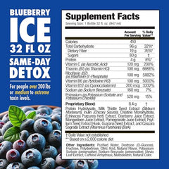 Rescue Detox ICE Blueberry bottle pour shows convenient serving for quick cleanse moment.