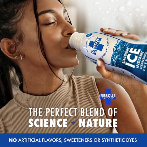 Rescue Detox ICE Blueberry label-front showcasing branding and flavor.