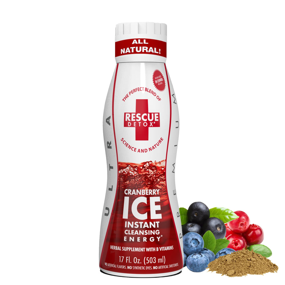 Rescue Detox ICE Cranberry bottle pour shows quick cleanse option for events