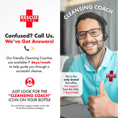 Rescue Detox ICE Cranberry promo-sign communicates satisfaction guarantee