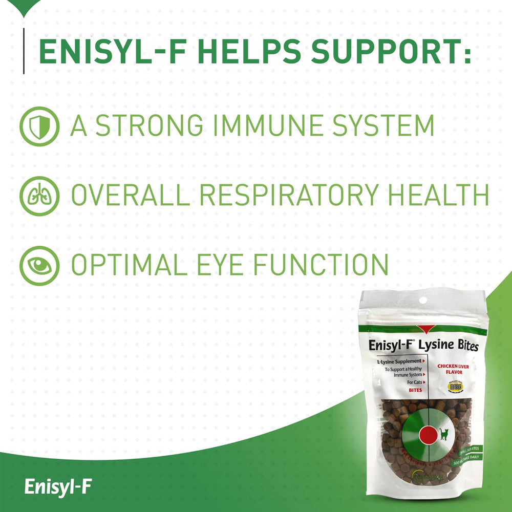 Recloseable 6.4 oz bag of Enisyl-F Lysine Bites