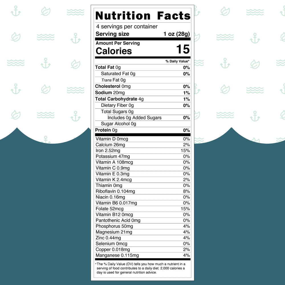 Dried sea moss in resealable packaging for freshness