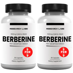 Research Labs berberine 1500mg bottle with BerberQuil support