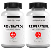 Research Labs Resveratrol bottle showing 1200mg per 2 capsules