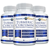 Research Verified Turmeric Curcumin bottle showing 1500mg turmeric extract with BioPerine, 180 vegan capsules.