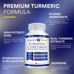 Turmeric Curcumin capsules close-up showing 1500 mg per serving