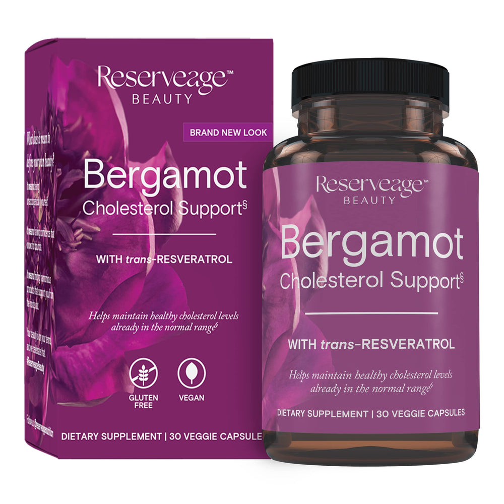 Bottle of Reserveage Beauty Bergamot Cholesterol Support with Resveratrol