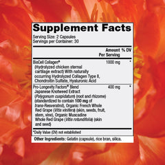 Bottle label highlighting collagen booster for skin and joints