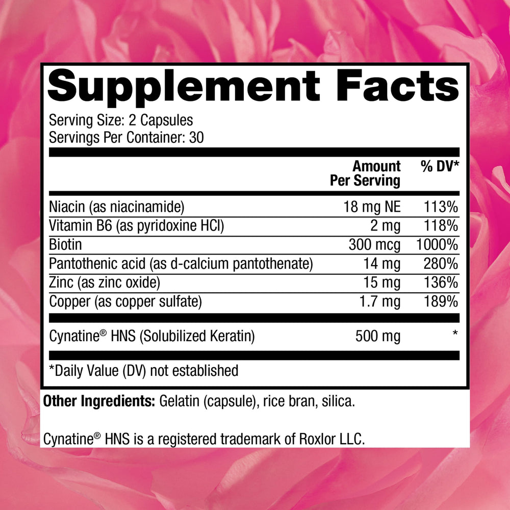 Reserveage Keratin Hair Booster bottle label