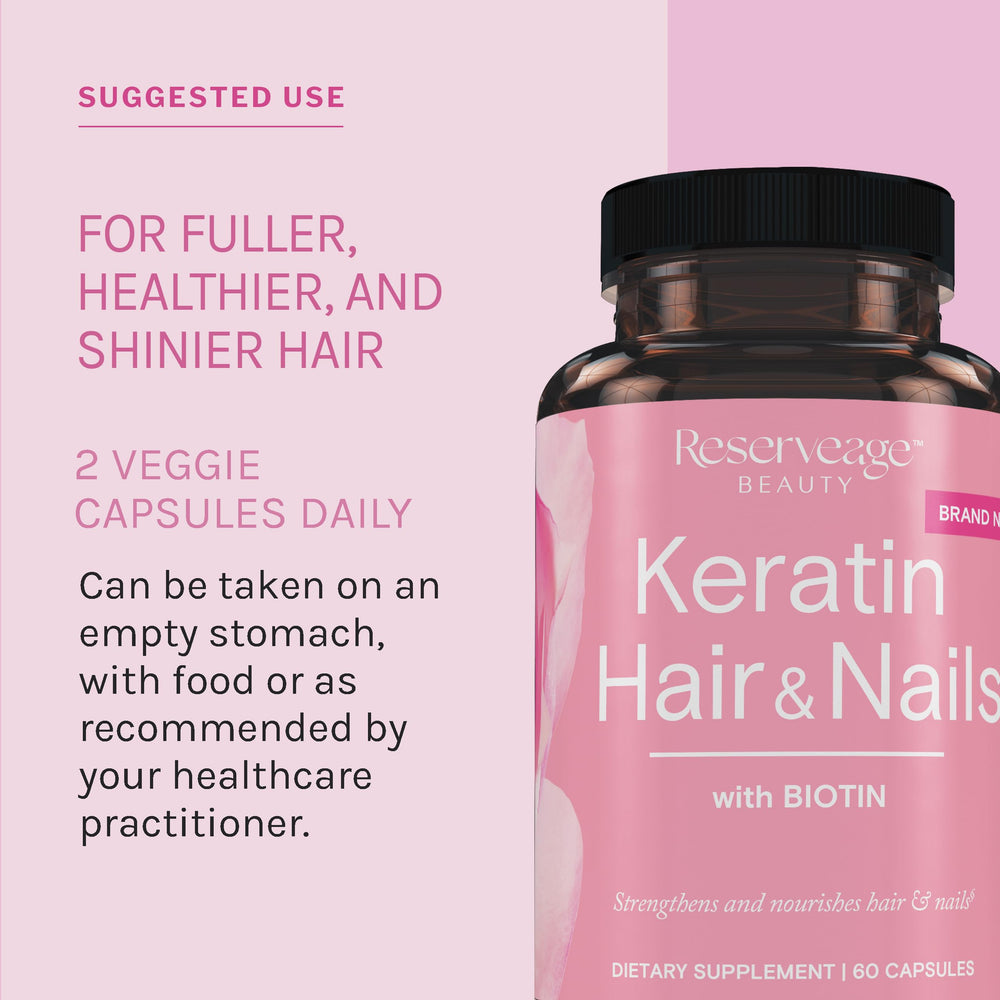 Healthy hair and nails concept with keratin booster