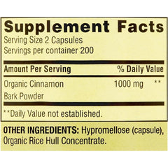 Cinnamon capsules for metabolism support, 400 vegetarian capsules