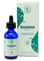 RESOLUTION DROPS bottle with dropper for convenient daily tincture use and craving support.