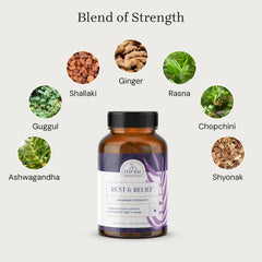 Sleep scene featuring Rest & Relief capsules for adults