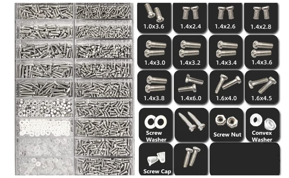 Rust-resistant stainless steel screws for eyeglasses