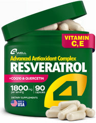 Bottle of Resveratrol 1800mg Complex with COQ10 and vitamins