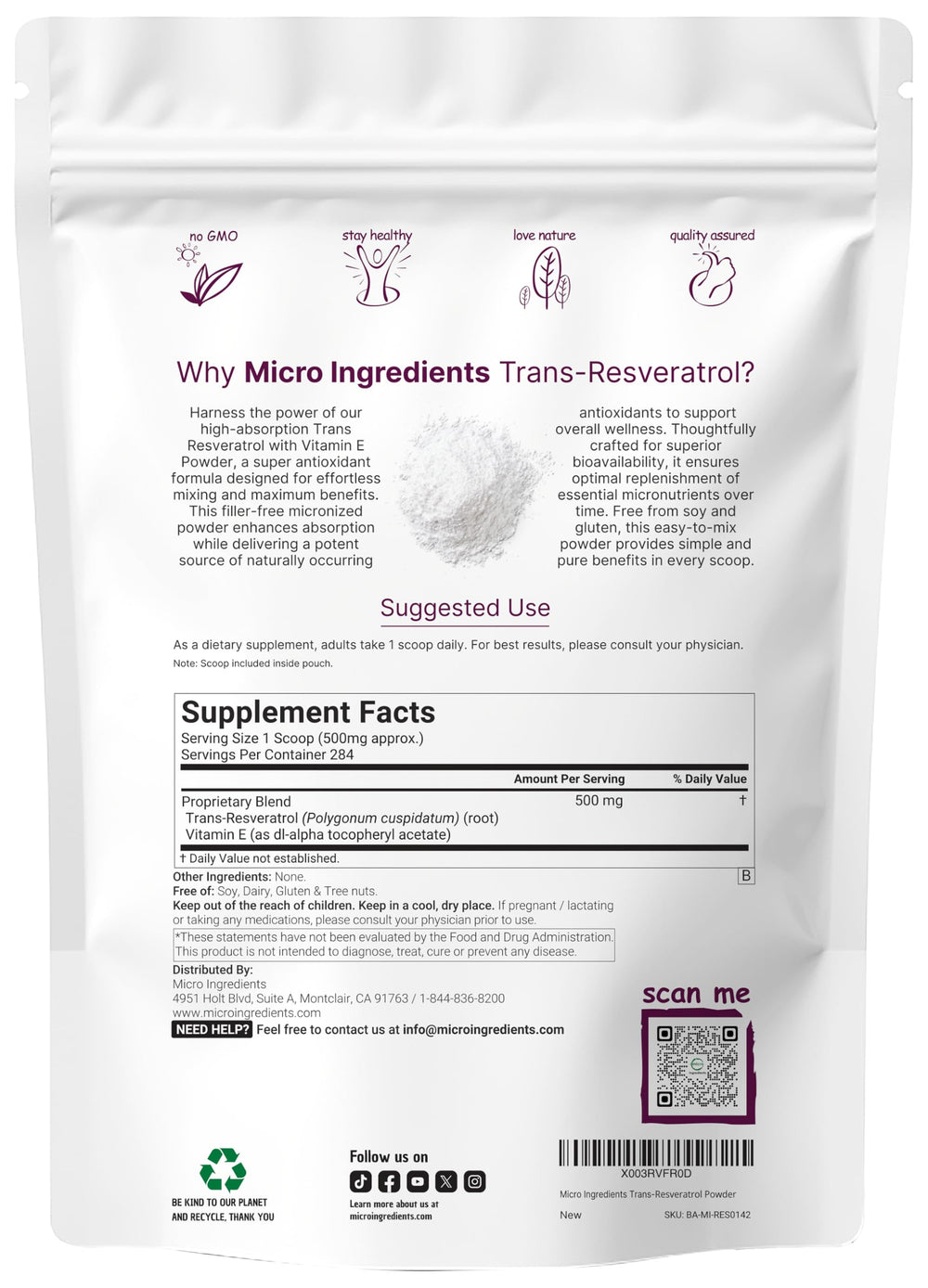 2-in-1 formula micronized resveratrol powder for better absorption
