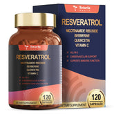 Bottle of Resveratrol Extra Strength supplement with Berberine, Quercetin and Green Tea