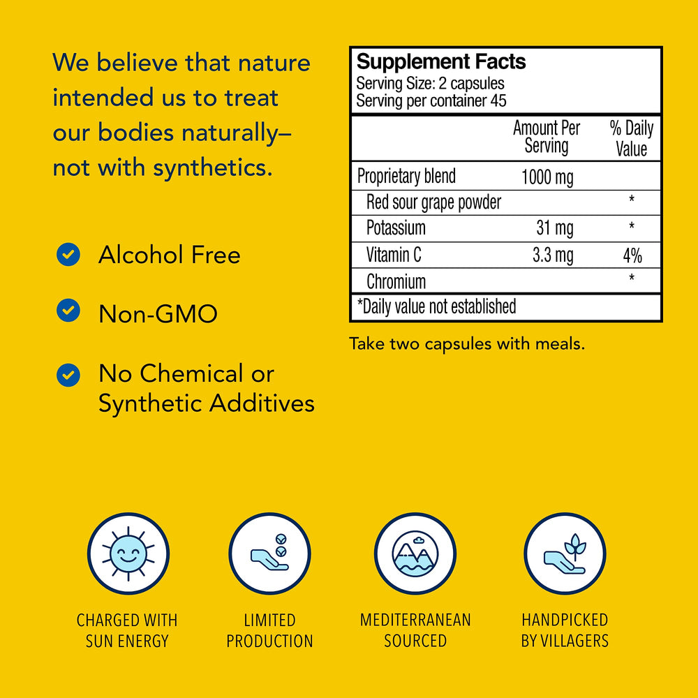 Serving size information on Resvital packaging