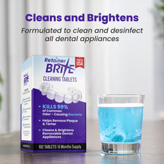 Front view of Retainer Brite box with 192 tablets