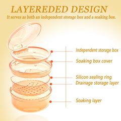 Magnetic lid connecting soaking and storage parts
