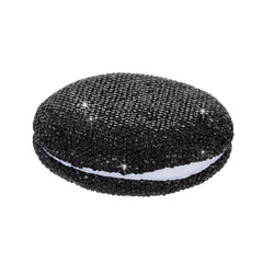 Front view of black bling retainer case with rhinestones