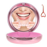 Pink slim retainer case with built-in mirror and removal tool