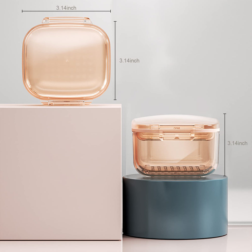 Open view showing drain tray feature inside orange retainer case
