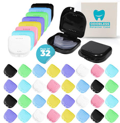 Pack of 32 assorted color retainer cases with vent holes