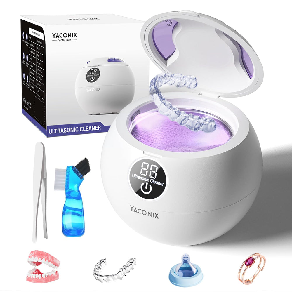 Ultrasonic retainer cleaner device with LED light and IPX6 waterproof