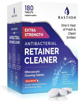 Bastion cleaner bottle containing 180 effervescent tablets for dental devices