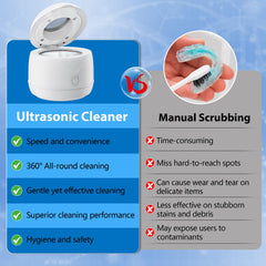 Cleans dentures, aligners, braces, night guards, and jewelry