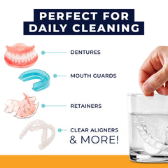 Night guard and mouth guard being cleaned with denture cleaner