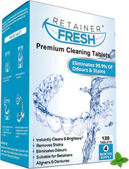 Box of Retainer Cleaner Tablets 120-count with minty fresh formula