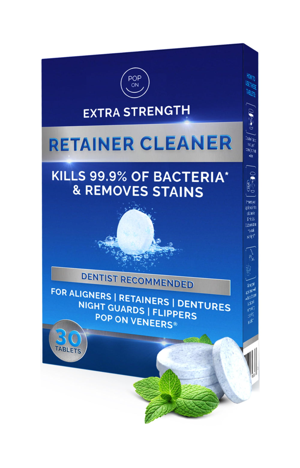 Retainer cleaner tablets compatible with Invisalign and ultrasonic cleaners