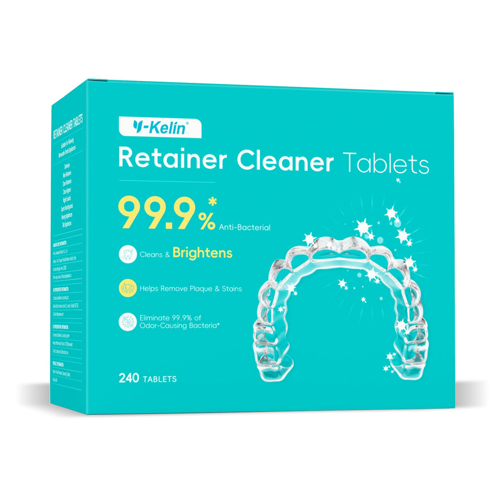 Mint flavor retainer cleaner tablets in foil packaging