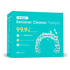 Mint flavor retainer cleaner tablets in foil packaging